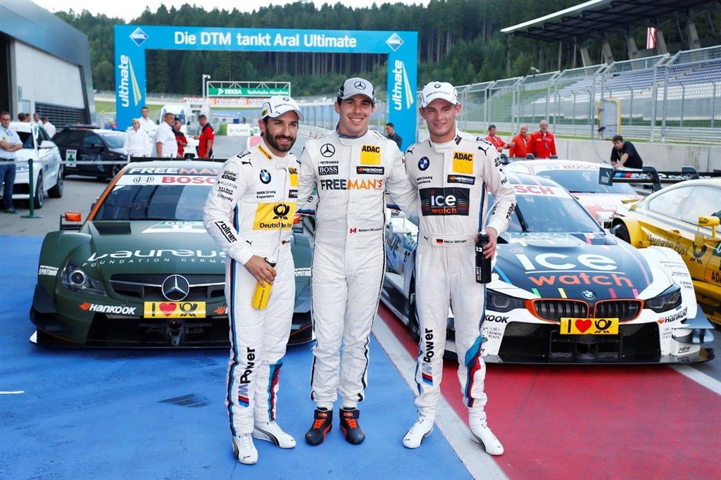 Robert Wickens, flankeret af Timo Glock og Marco Wittmann
(Foto: DTM.com)